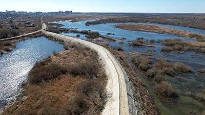 Объездная дамба, вид с коптера